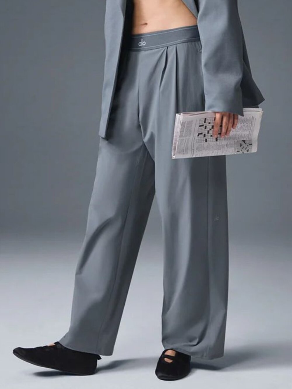Brand New ALO Yoga Suit Up Trouser Steel Grey🐺30" Inseam Relaxed Fit - Picture 16 of 16